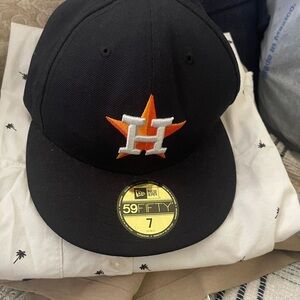New Era Black Fitted Cap with Orange & White MLB Logo